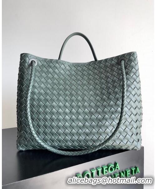 Top Grade Bottega Veneta Large Andiamo Top Handle Bag in Intrecciato Suede Leather 743575 Deep Green 2024