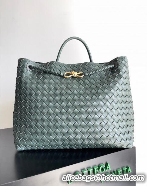 Top Grade Bottega Veneta Large Andiamo Top Handle Bag in Intrecciato Suede Leather 743575 Deep Green 2024