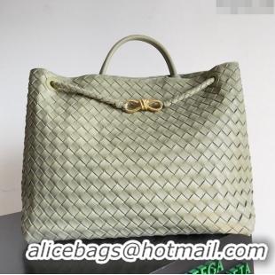 Top Quality Bottega Veneta Large Andiamo Top Handle Bag in Intrecciato Suede Leather 743575 Travertine Green 2024