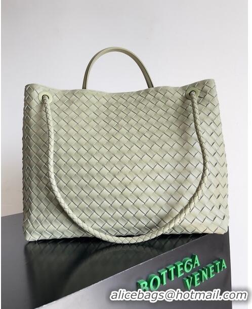 Top Quality Bottega Veneta Large Andiamo Top Handle Bag in Intrecciato Suede Leather 743575 Travertine Green 2024