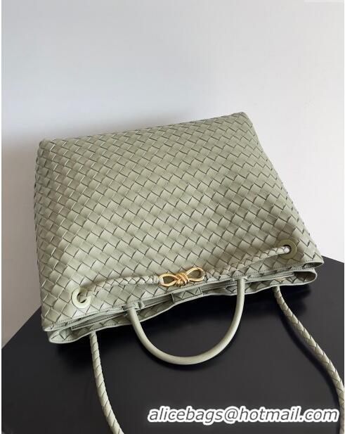 Top Quality Bottega Veneta Large Andiamo Top Handle Bag in Intrecciato Suede Leather 743575 Travertine Green 2024