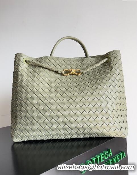 Top Quality Bottega Veneta Large Andiamo Top Handle Bag in Intrecciato Suede Leather 743575 Travertine Green 2024