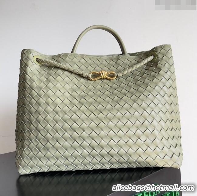 Top Quality Bottega Veneta Large Andiamo Top Handle Bag in Intrecciato Suede Leather 743575 Travertine Green 2024