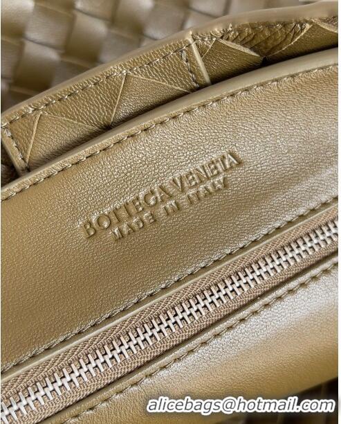 Inexpensive Bottega Veneta Large Andiamo Top Handle Bag in Intrecciato Suede Leather 743575 Khaki Green 2024