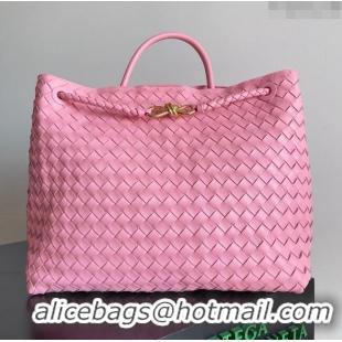 Classic Grade Bottega Veneta Large Andiamo Top Handle Bag in Intrecciato Suede Leather 743575 Pink 2024