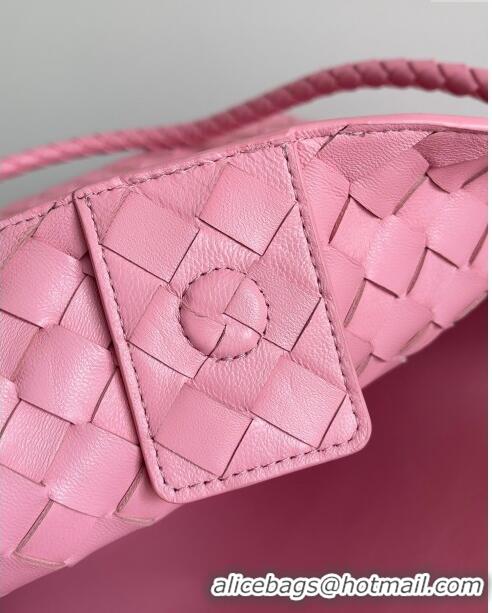 Classic Grade Bottega Veneta Large Andiamo Top Handle Bag in Intrecciato Suede Leather 743575 Pink 2024