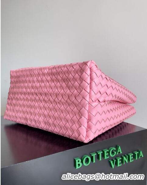 Classic Grade Bottega Veneta Large Andiamo Top Handle Bag in Intrecciato Suede Leather 743575 Pink 2024