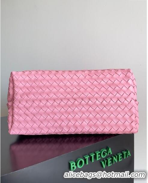 Classic Grade Bottega Veneta Large Andiamo Top Handle Bag in Intrecciato Suede Leather 743575 Pink 2024