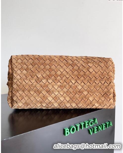  Super Quality Bottega Veneta Large Andiamo Top Handle Bag in Intrecciato Suede Leather 743575 Brown 2024