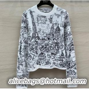 Top Grade Dior Cashmere Sweater D043004 White/Black 2024