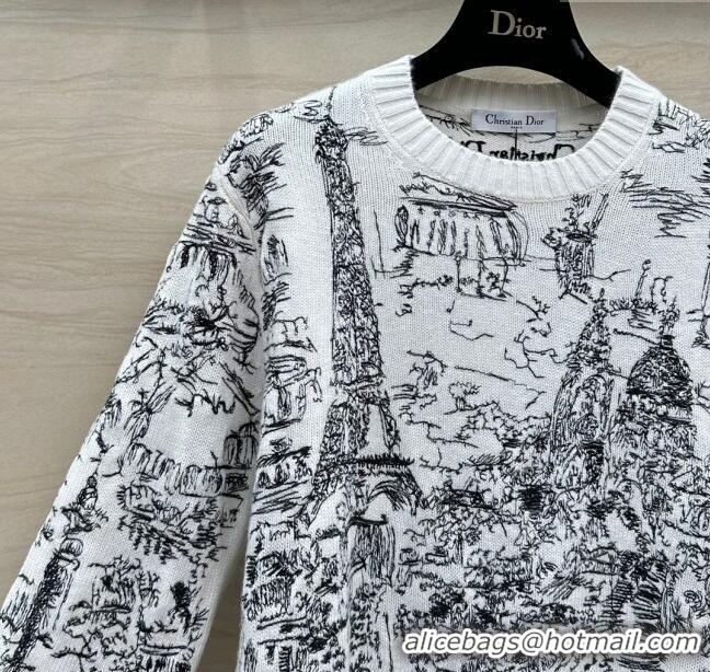 Top Grade Dior Cashmere Sweater D043004 White/Black 2024