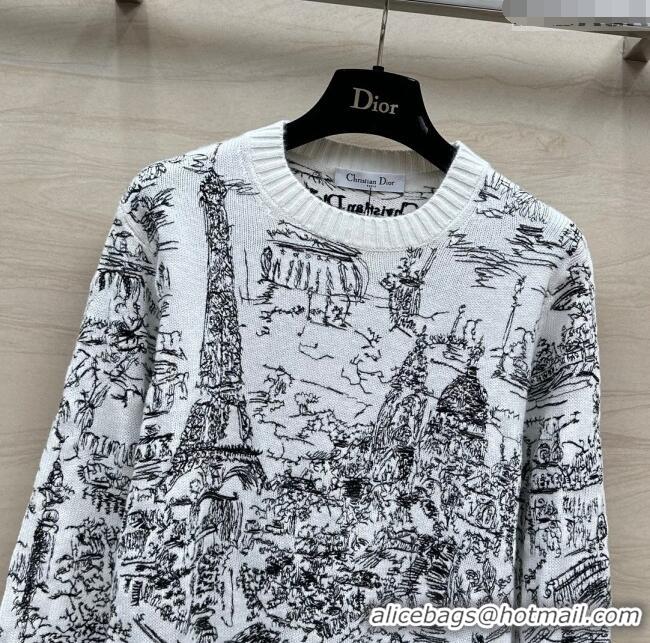 Top Grade Dior Cashmere Sweater D043004 White/Black 2024