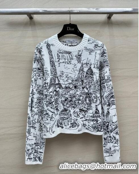 Top Grade Dior Cashmere Sweater D043004 White/Black 2024