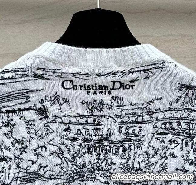 Top Grade Dior Cashmere Sweater D043004 White/Black 2024