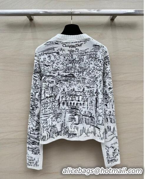 Top Grade Dior Cashmere Sweater D043004 White/Black 2024