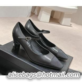 Best Price Chanel Lambskin & Grosgrain Mary Janes Pumps 6.5cm Black 423090