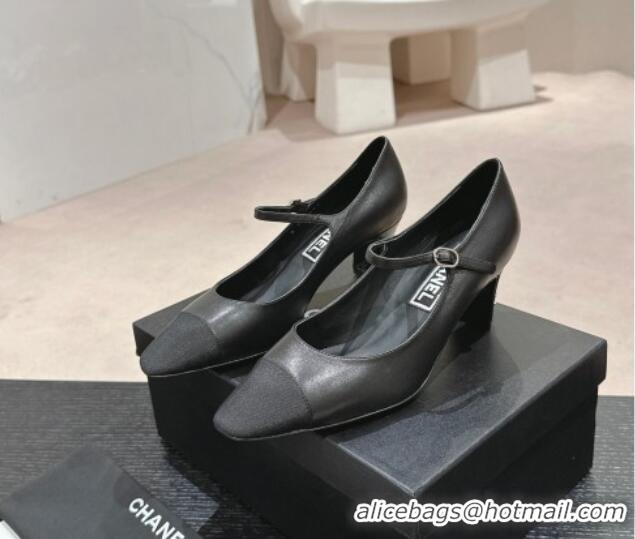 Best Price Chanel Lambskin & Grosgrain Mary Janes Pumps 6.5cm Black 423090