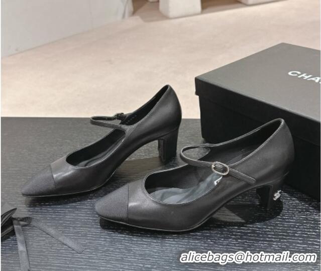 Best Price Chanel Lambskin & Grosgrain Mary Janes Pumps 6.5cm Black 423090