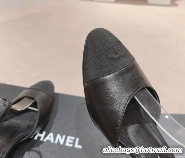 Top Design Chanel Lambskin & Grosgrain Slingbacks Pumps 5cm G45370 Black 423094