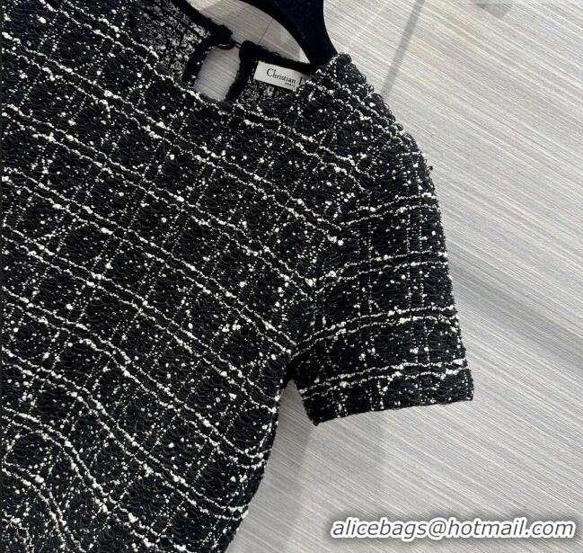 Buy Inexpensive Dior Knit Short-sleeved Sweater D043011 Black 2024