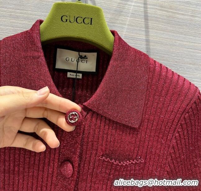 Luxury Cheap Gucci Knit Short-sleeved Sweater G043015 Red 2024