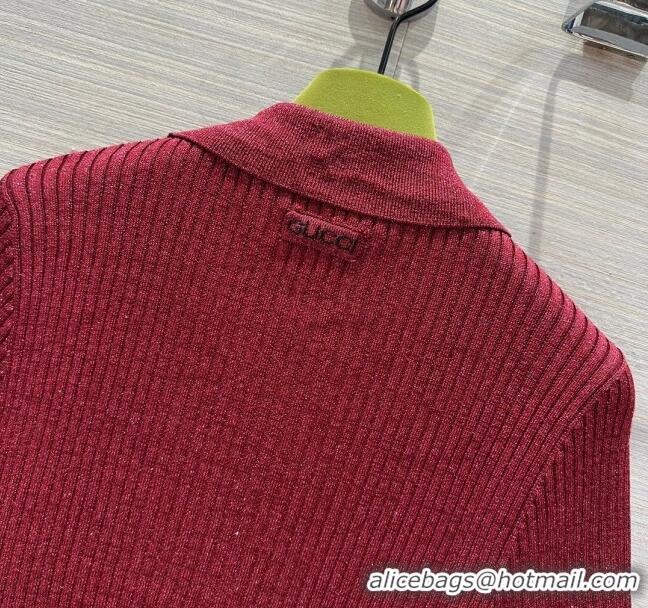 Luxury Cheap Gucci Knit Short-sleeved Sweater G043015 Red 2024