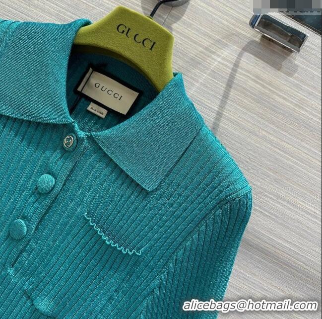 Top Grade Gucci Knit Short-sleeved Sweater G043014 Green 2024