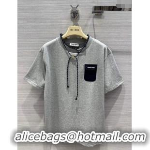 Most Popular Miu Miu Cotton T-shirt M043018 Grey 2024