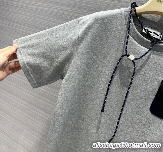 Most Popular Miu Miu Cotton T-shirt M043018 Grey 2024