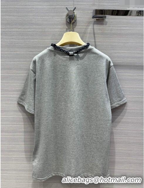 Most Popular Miu Miu Cotton T-shirt M043018 Grey 2024