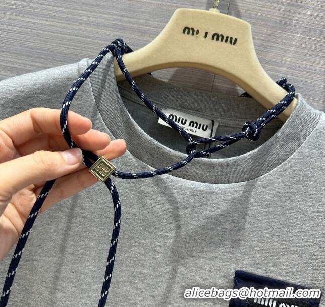 Most Popular Miu Miu Cotton T-shirt M043018 Grey 2024