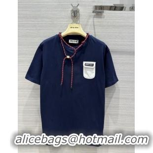 Big Discount Miu Miu Cotton T-shirt M043020 Blue 2024