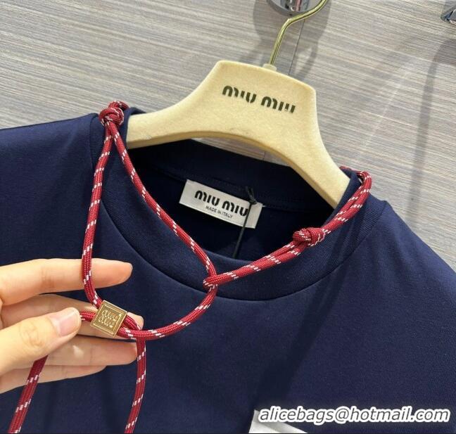 Big Discount Miu Miu Cotton T-shirt M043020 Blue 2024