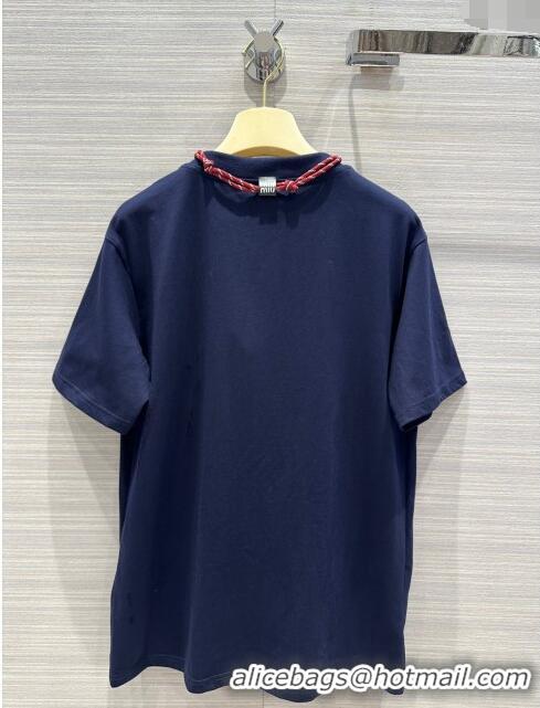 Big Discount Miu Miu Cotton T-shirt M043020 Blue 2024