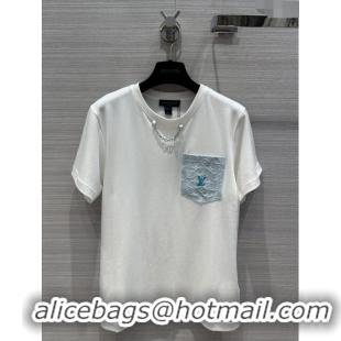 Promotional Louis Vuitton Cotton T-shirt LV043021 White 2024