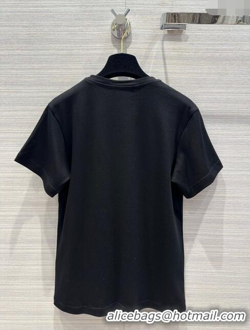 Good Product Louis Vuitton Cotton T-shirt LV043022 Black 2024