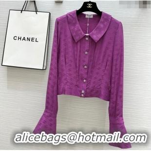 Top Grade Chanel Silk Shirt CH043034 Purple 2024