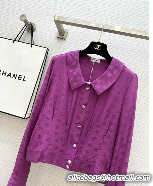 Top Grade Chanel Silk Shirt CH043034 Purple 2024