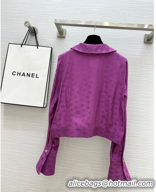 Top Grade Chanel Silk Shirt CH043034 Purple 2024