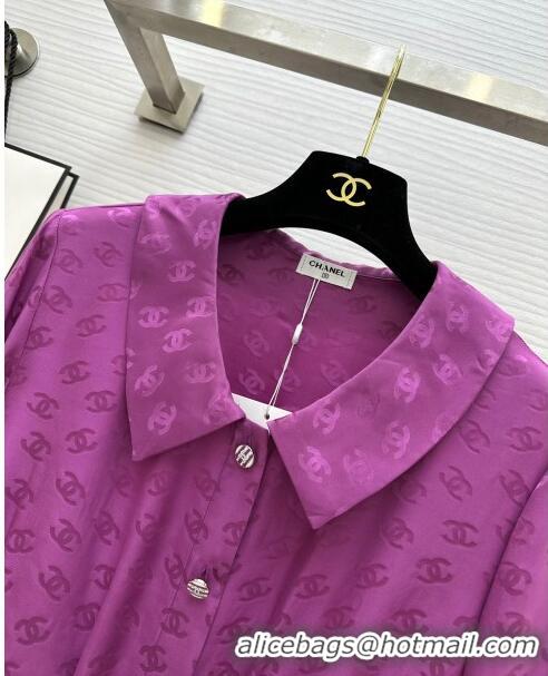 Top Grade Chanel Silk Shirt CH043034 Purple 2024