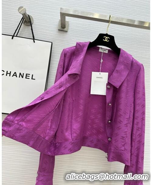 Top Grade Chanel Silk Shirt CH043034 Purple 2024