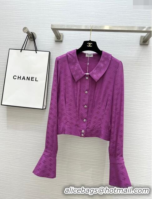 Top Grade Chanel Silk Shirt CH043034 Purple 2024