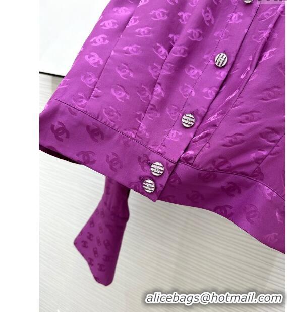 Top Grade Chanel Silk Shirt CH043034 Purple 2024