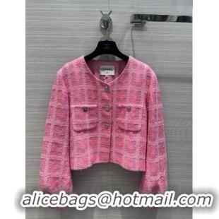 Luxury Discount Chanel Tweed Jacket CH043036 Pink 2024