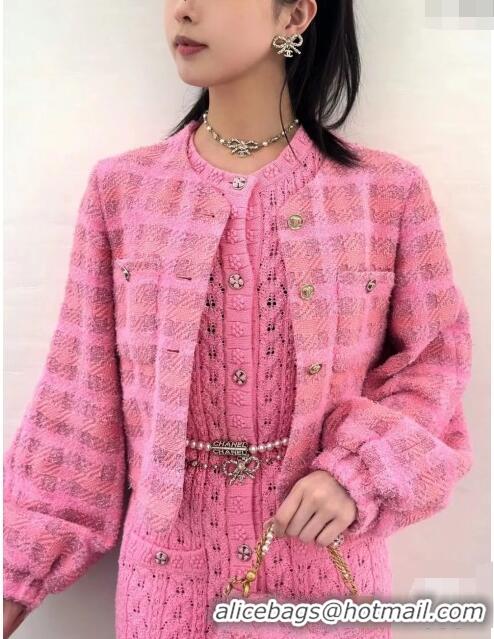 Luxury Discount Chanel Tweed Jacket CH043036 Pink 2024