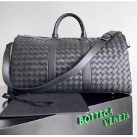 Top Quality Bottega Veneta Intrecciato Leather Medium Intrecciato Duffle Bag 650066 Black 2024