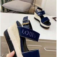 Durable Louis Vuitton Starboard Wedge Sandals 10cm in Canvas Blue 0320115