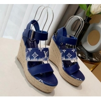 Popular Style Louis Vuitton Starboard Wedge Gradient Sandals Blue 0321001