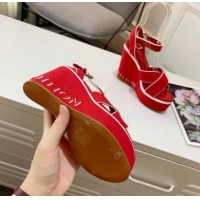 Best Product Louis Vuitton Harbour Wedge Sandals 12cm in Canvas Red 0321004