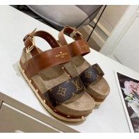 Good Looking Louis Vuitton Flat Sandals in Leather and Canvas Brown 0321010